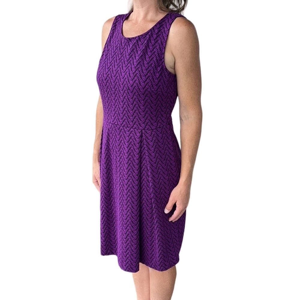 41 HAWTHORN | Jace Abstract Chevron Print Dress Purple/Black‎ M